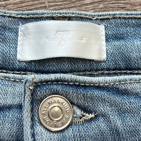 7 For All Mankind Mid Roll Denim Shorts Size 27 Broken Twill Light Wash - Picture 8 of 16